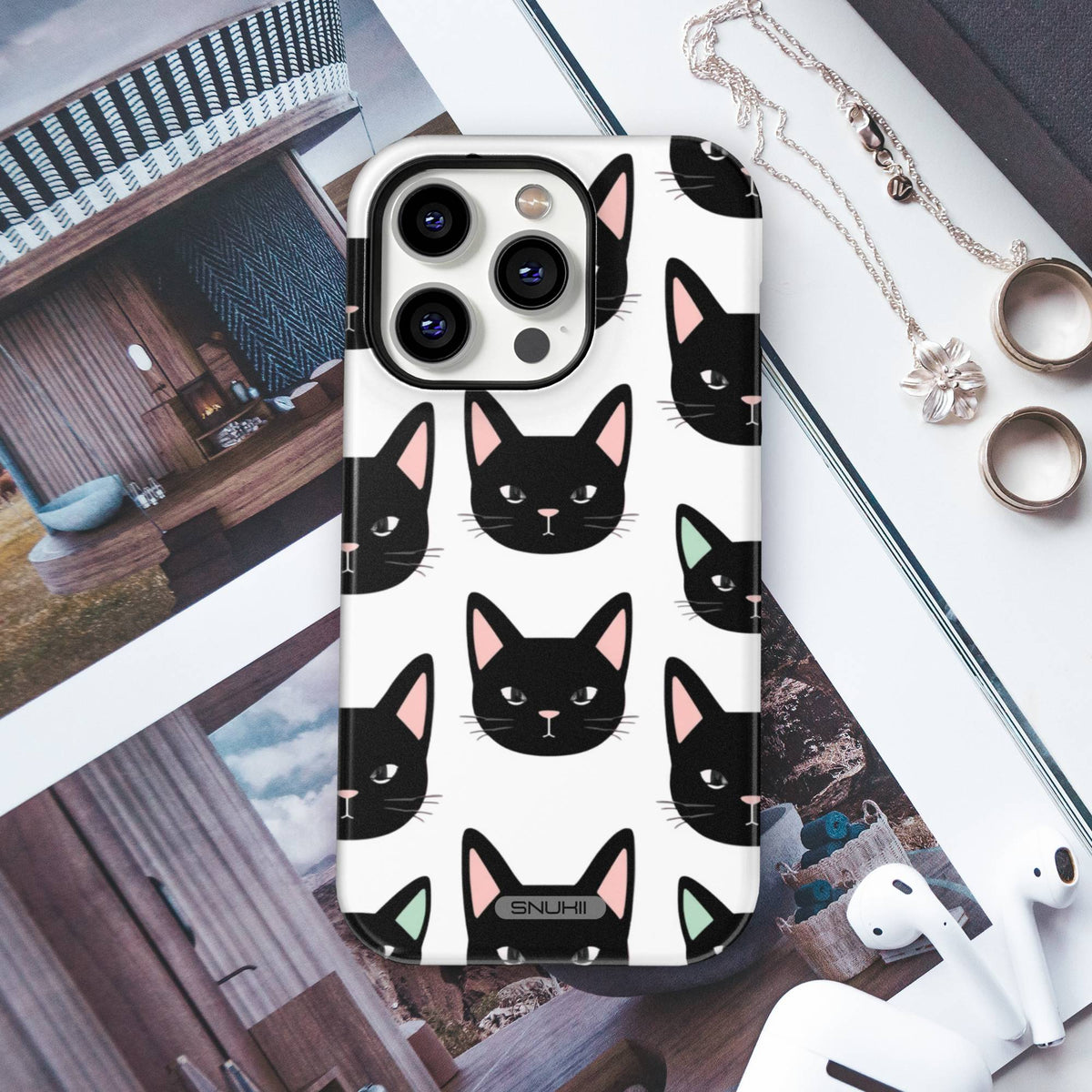 Black Cat Tough Phone Case