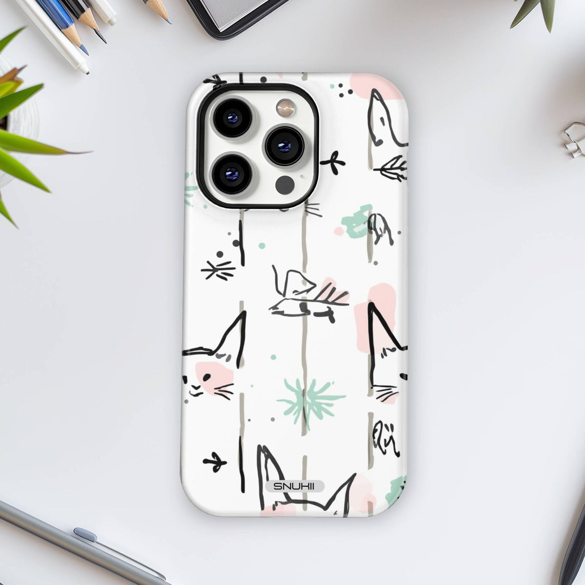 Minimalist Cat Tough Phone Case