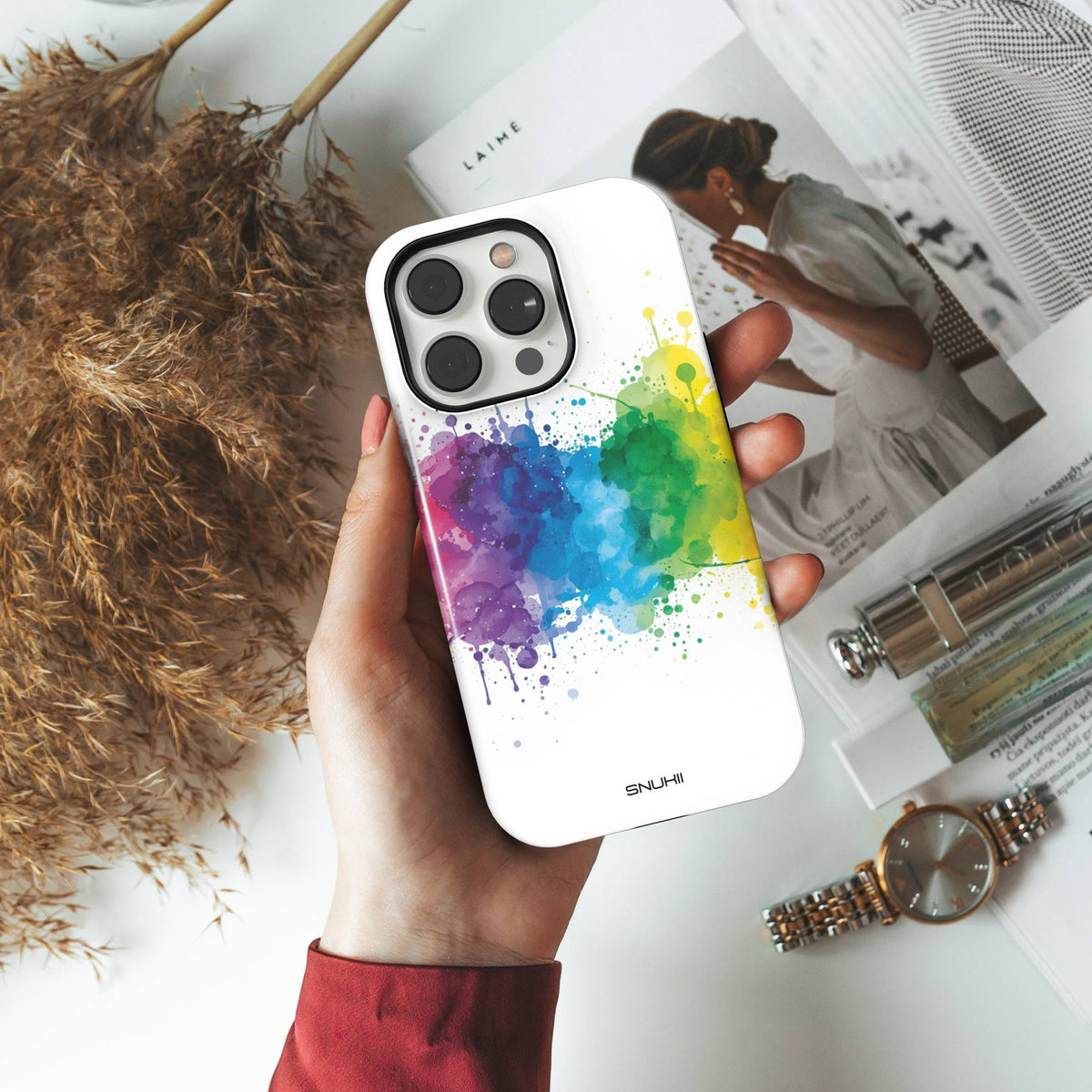 Rainbow Watercolor Tough Phone Case