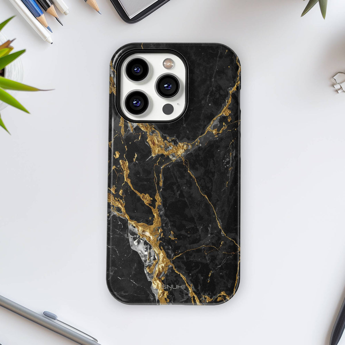 Black marble Tough Phone Case