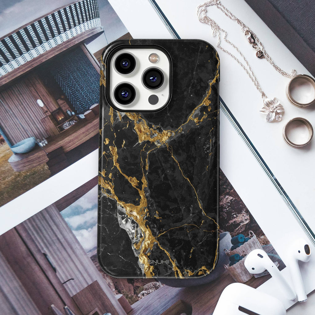 Black marble Tough Phone Case