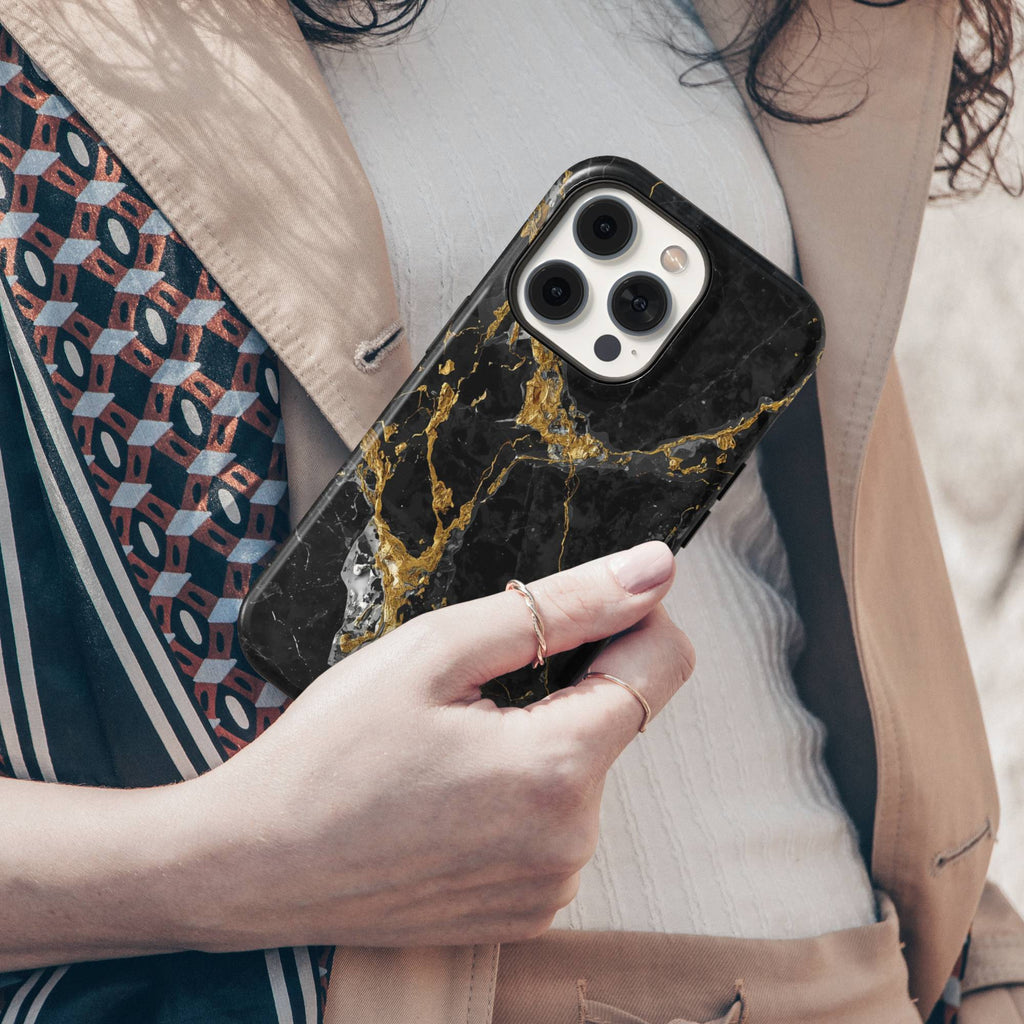Black marble Tough Phone Case