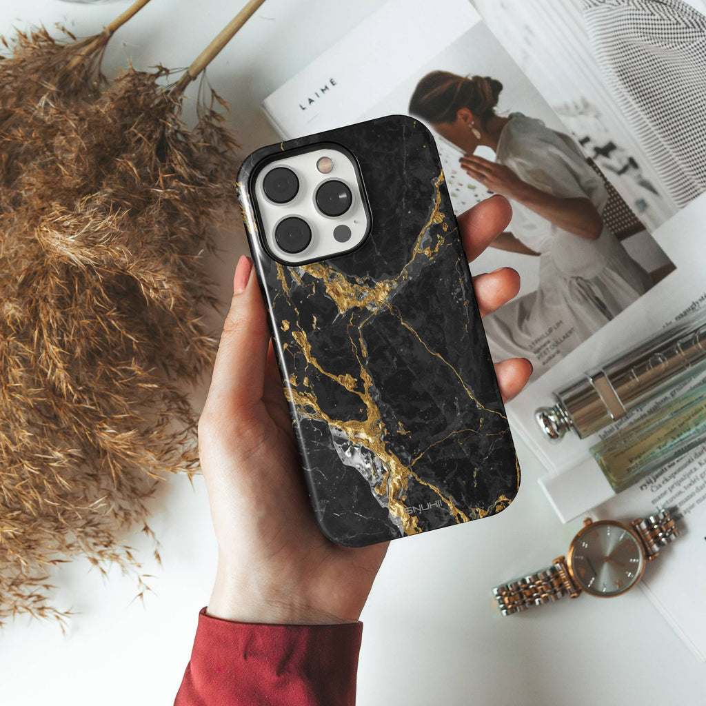 Black marble Tough Phone Case