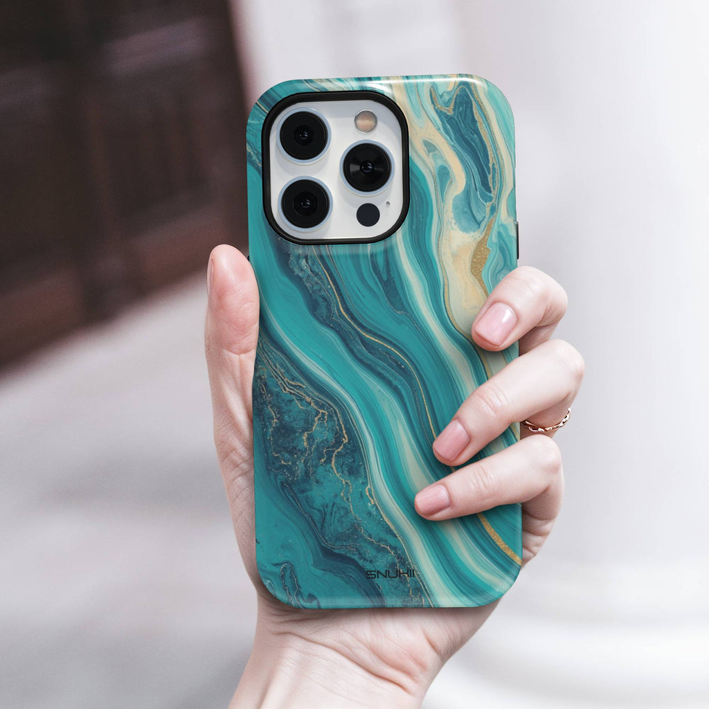Teal Marble Tough Phone Case
