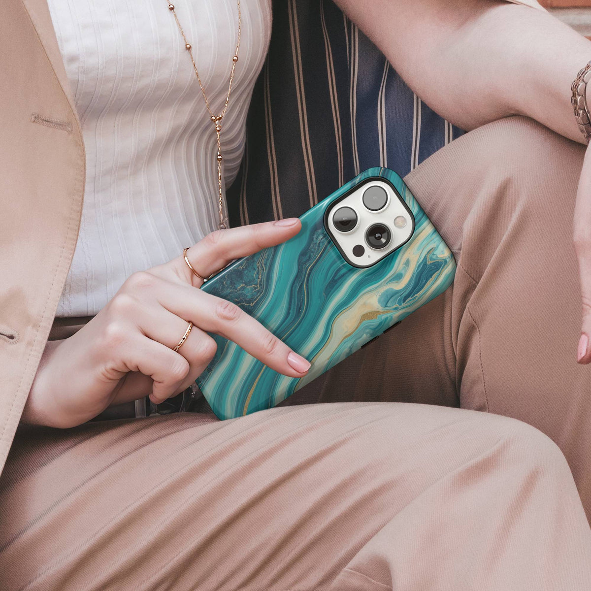 Teal Marble Tough Phone Case