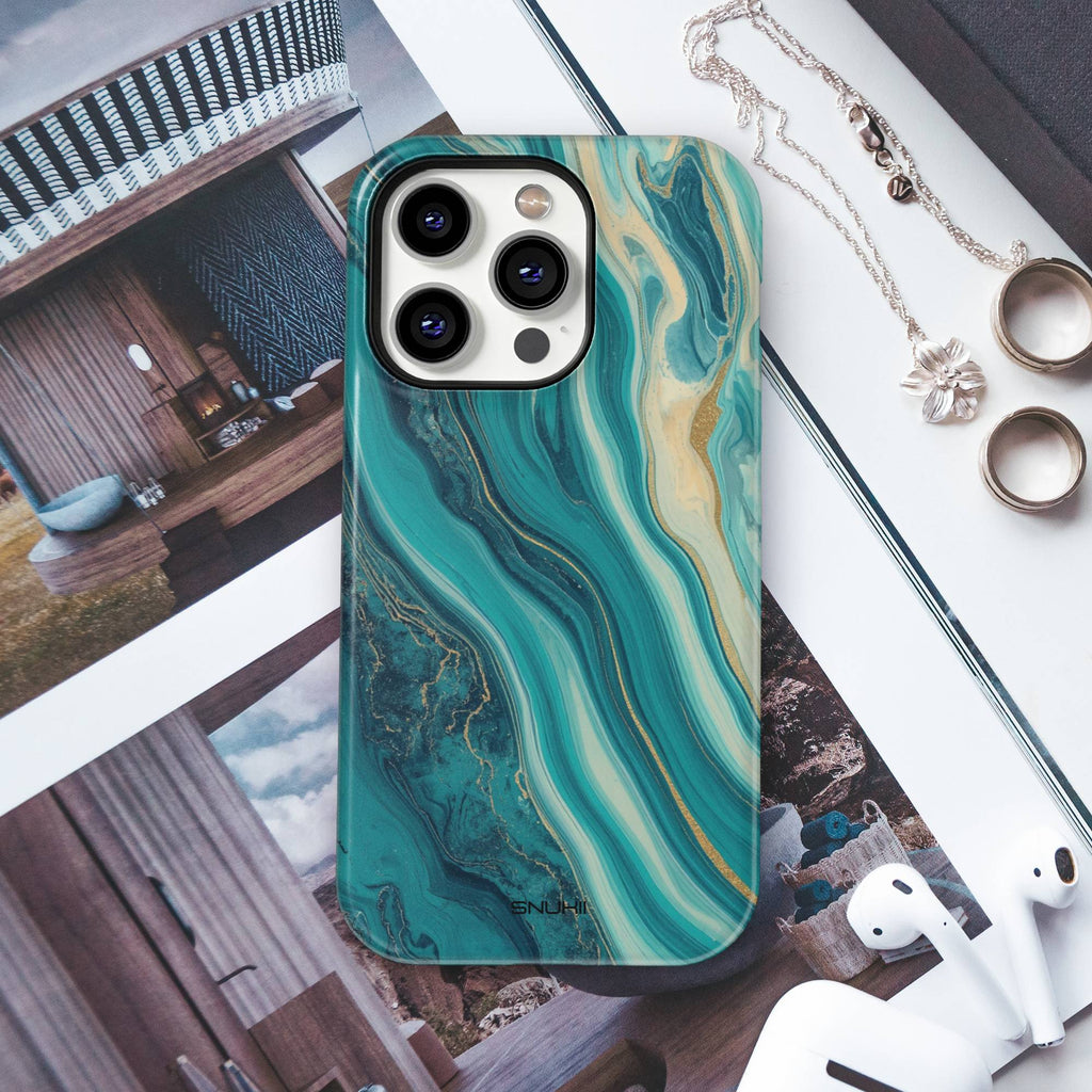 Teal Marble Tough Phone Case