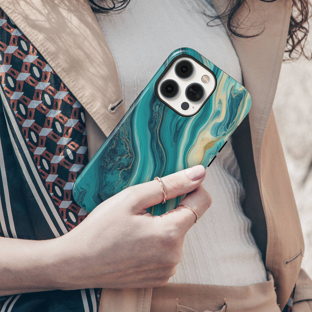 Teal Marble Tough Phone Case