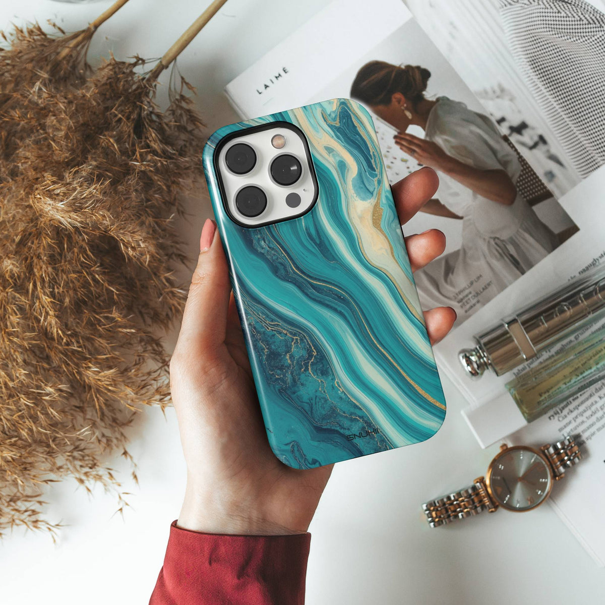 Teal Marble Tough Phone Case
