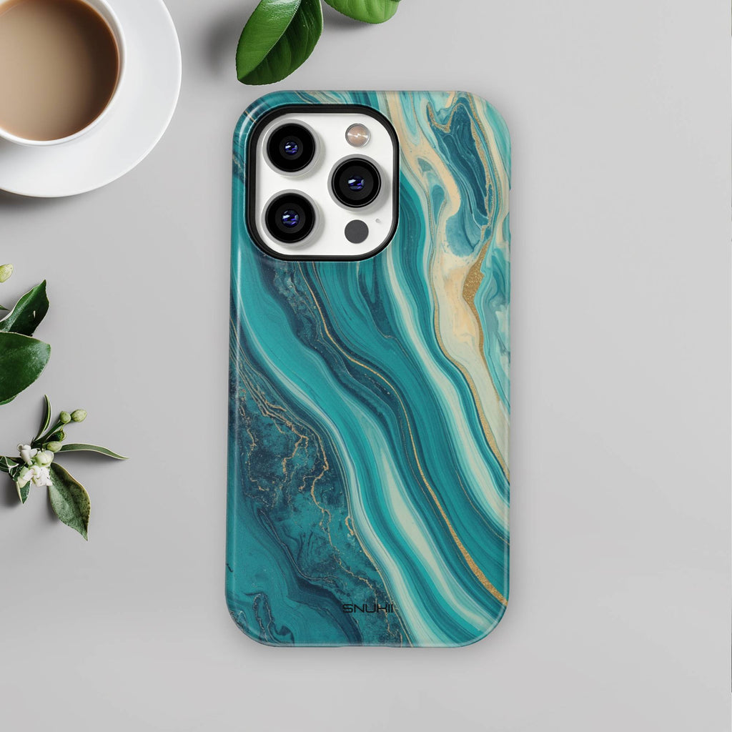 Teal Marble Tough Phone Case