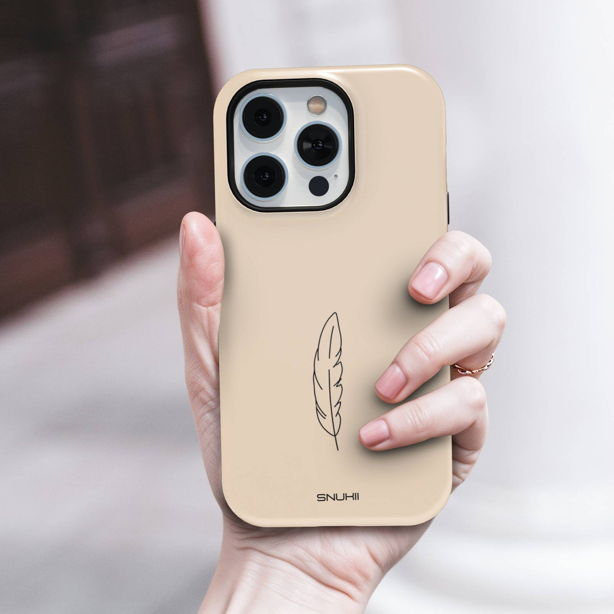 Beige Feather Tough Phone Case