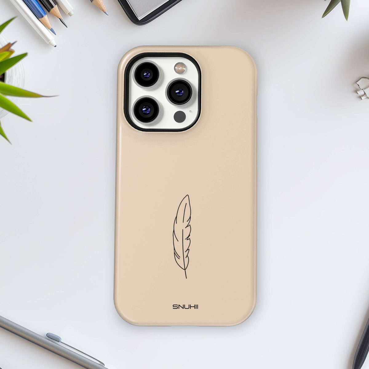 Beige Feather Tough Phone Case