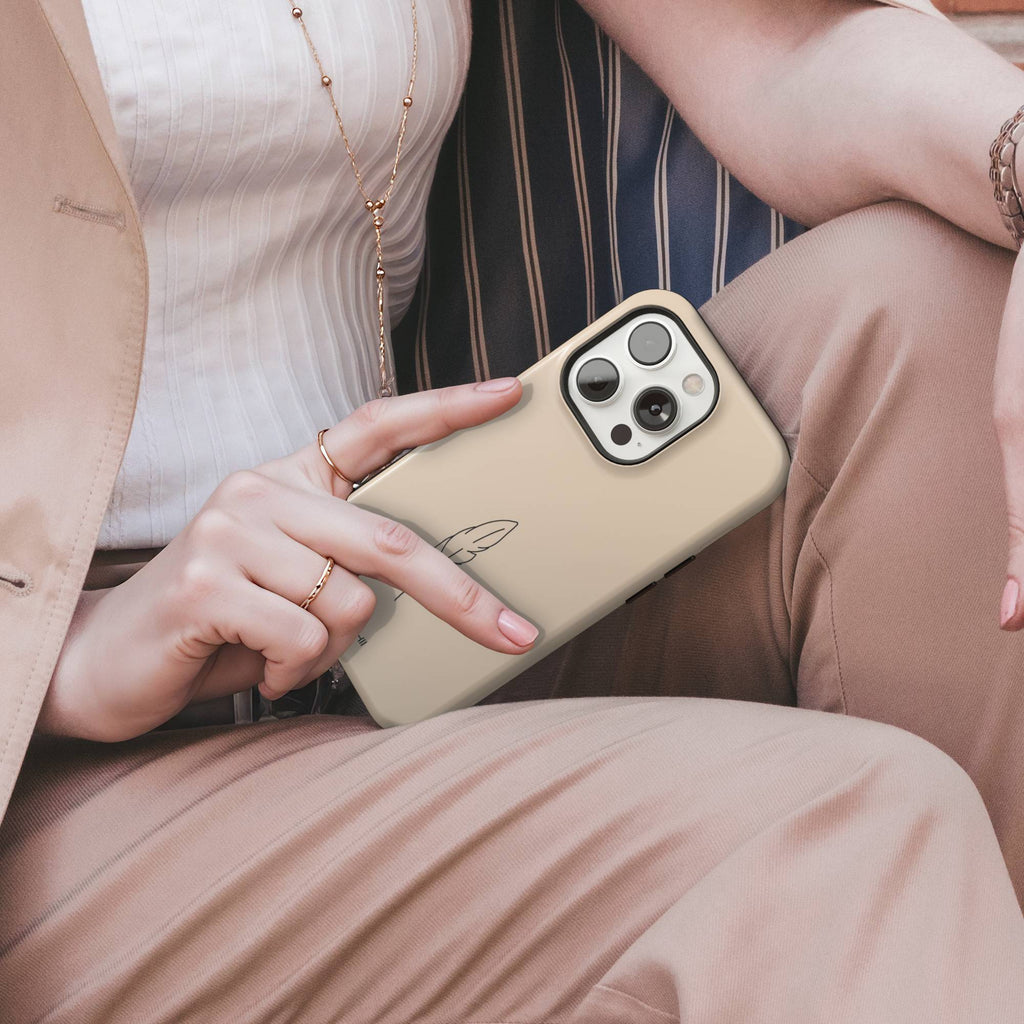 Beige Feather Tough Phone Case