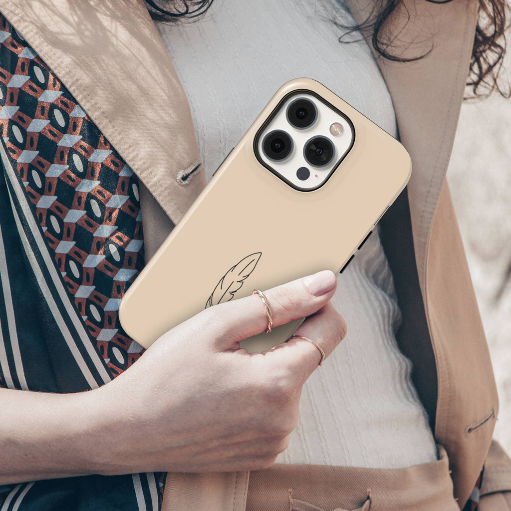 Beige Feather Tough Phone Case