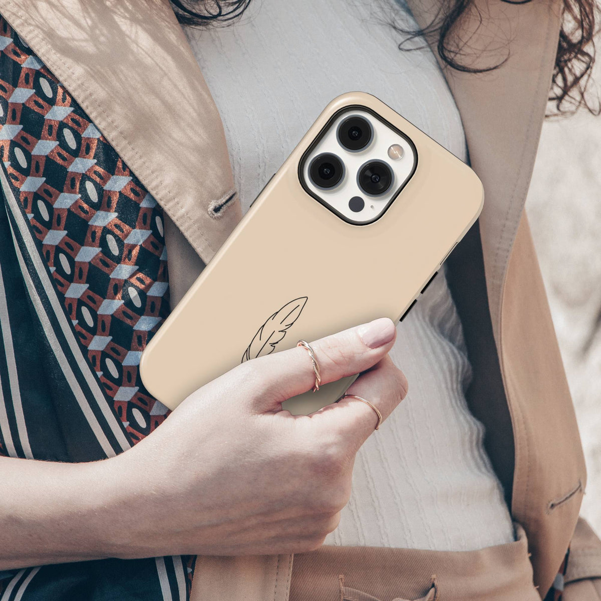 Beige Feather Tough Phone Case