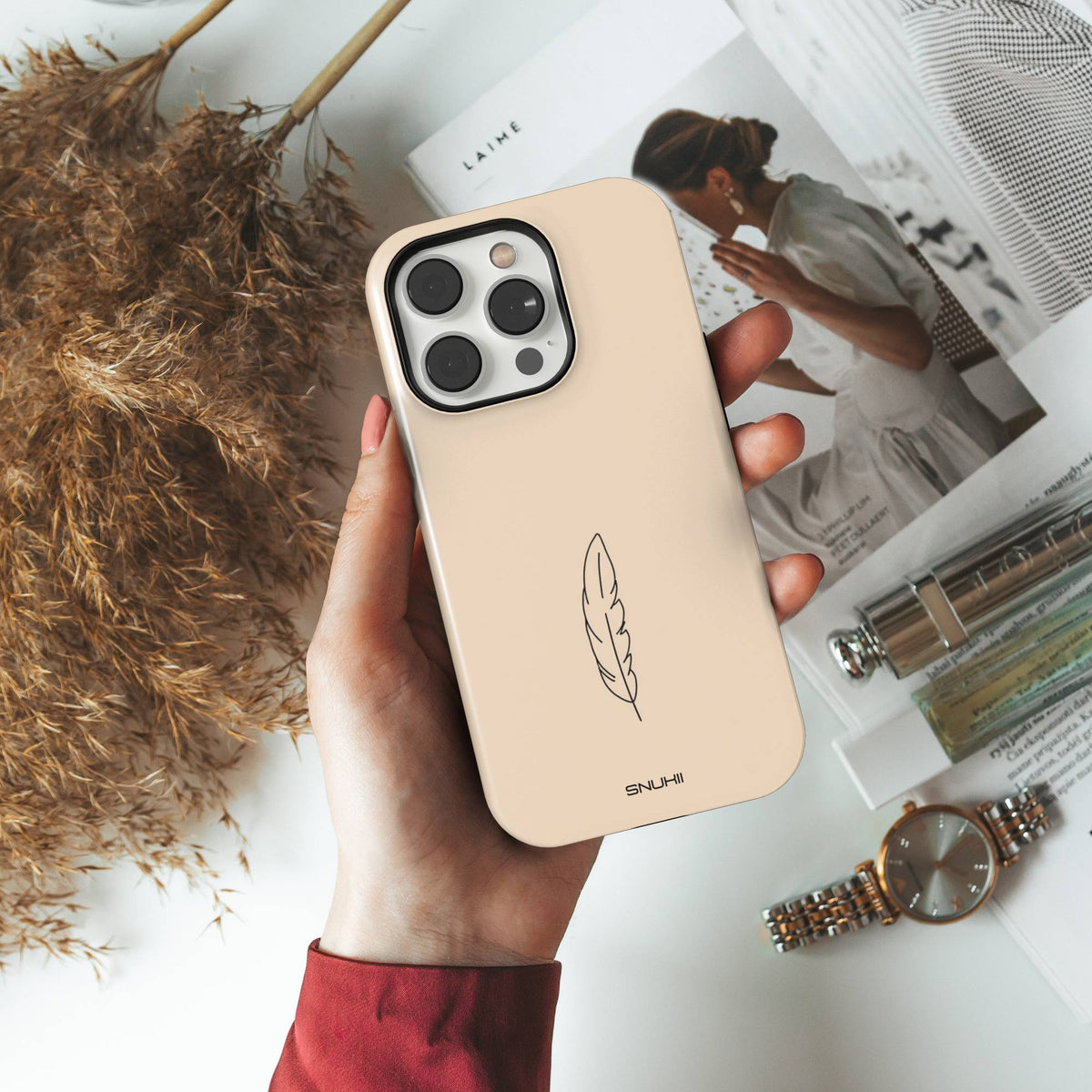 Beige Feather Tough Phone Case