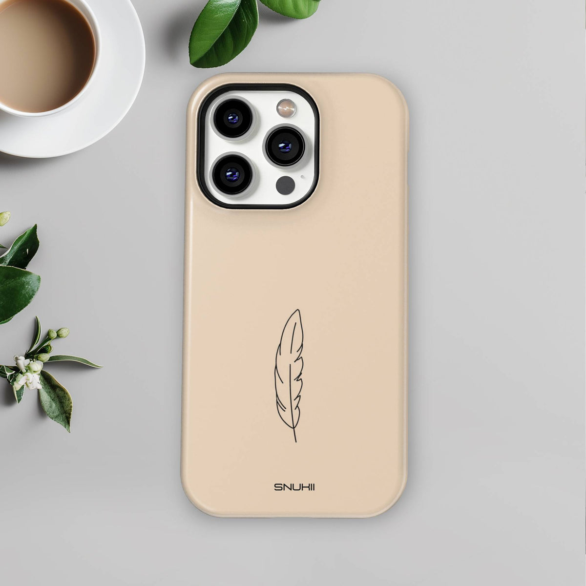 Beige Feather Tough Phone Case