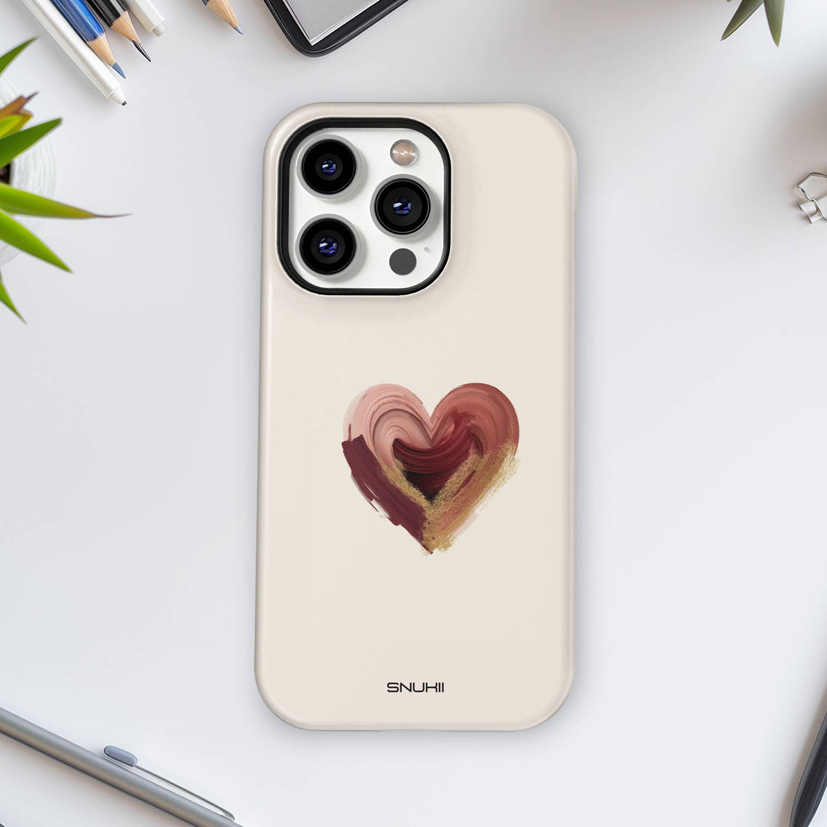 Burgundy Heart Tough Phone Case