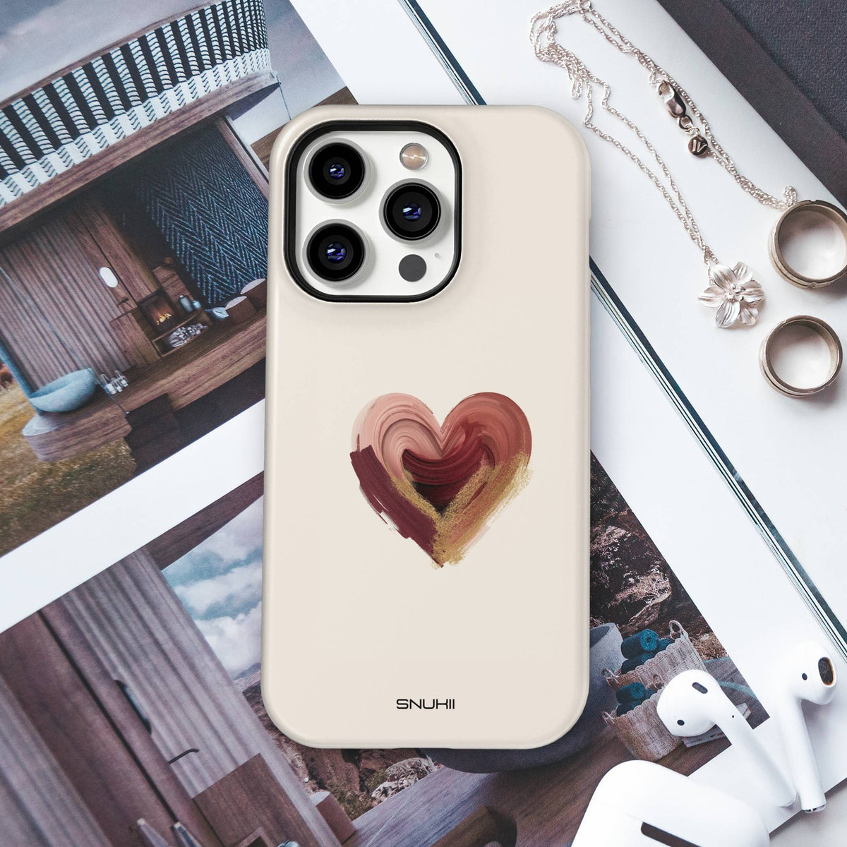 Burgundy Heart Tough Phone Case