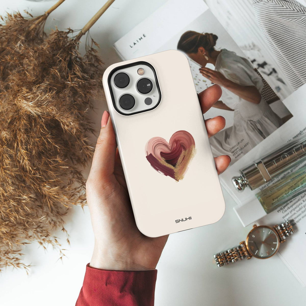 Burgundy Heart Tough Phone Case