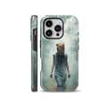 Surreal artistic phone case featuring a person with a paper bag on their head in a foggy forest, compatible with iPhone, Samsung Galaxy, and Google Pixel devices.