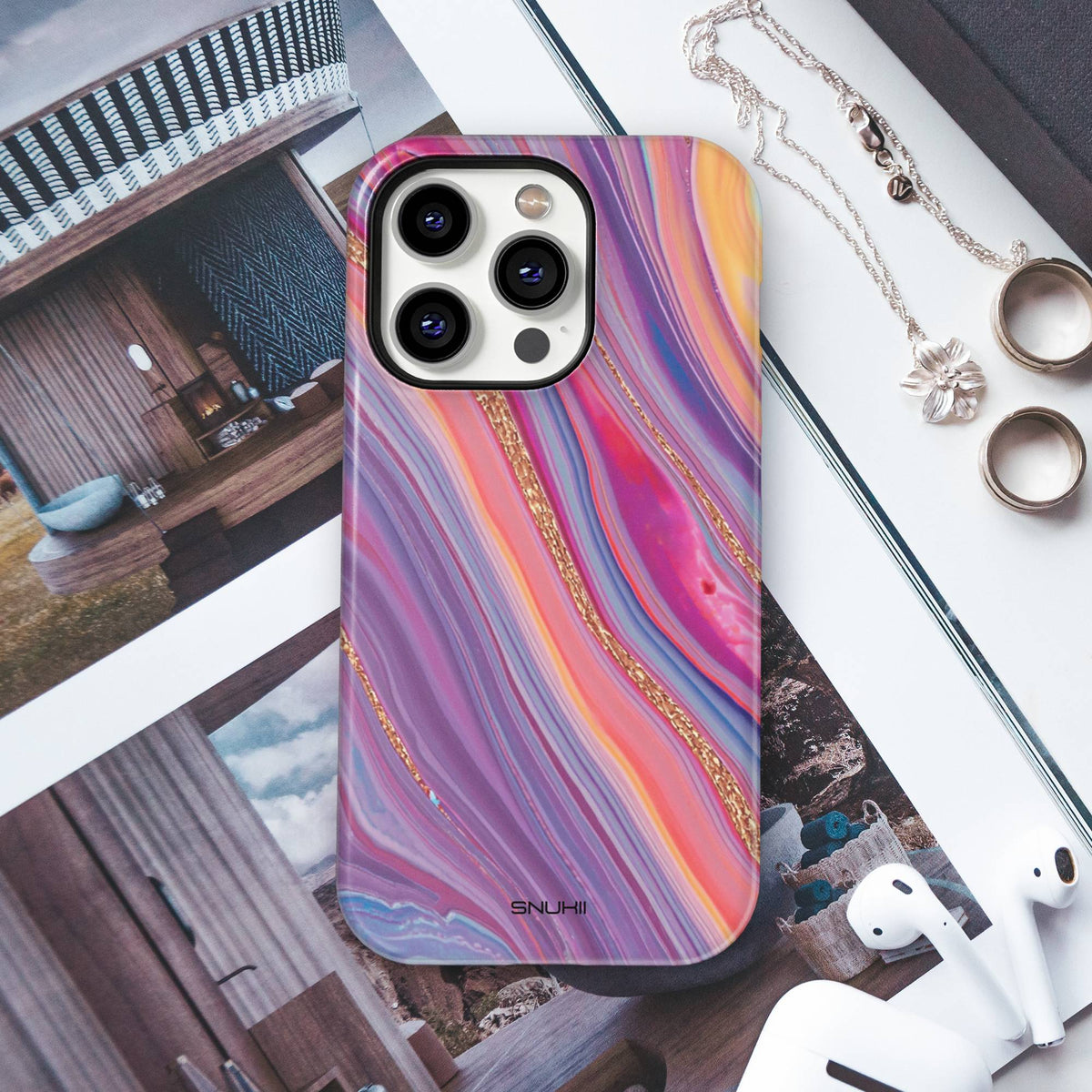 Purple Marble Tough Phone Case