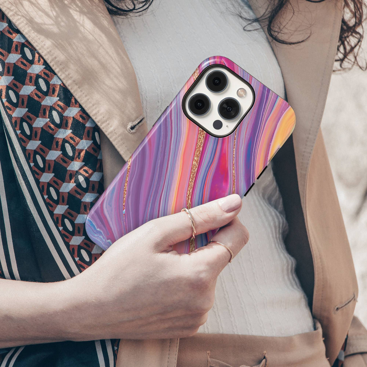 Purple Marble Tough Phone Case