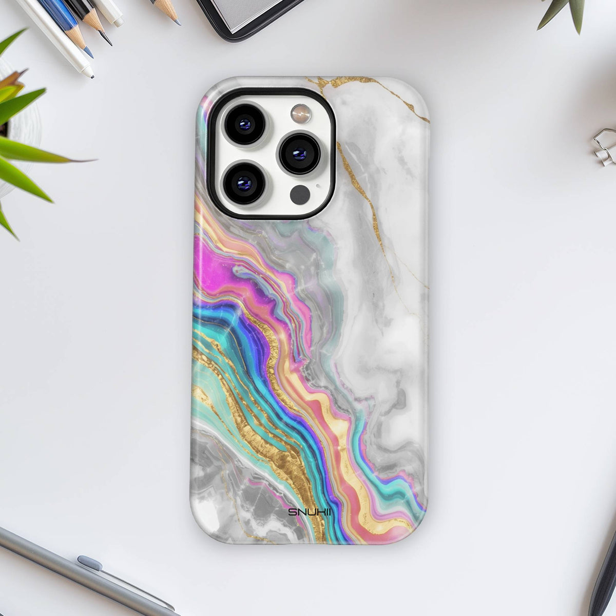 White Marble Tough Phone Case