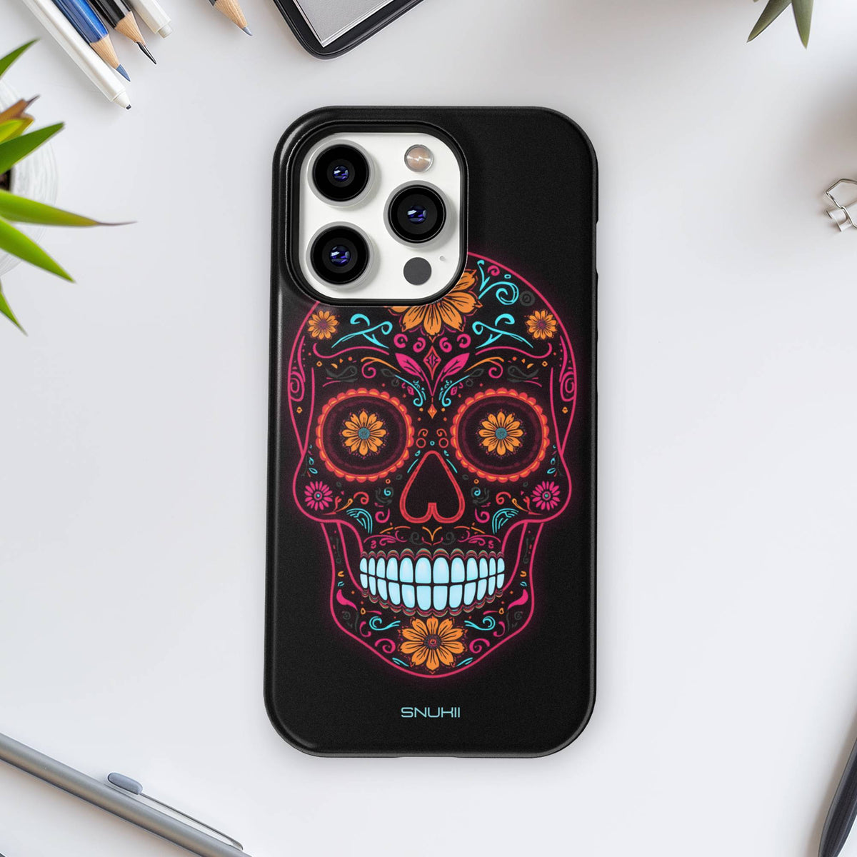 Neon Skull Tough Phone Case