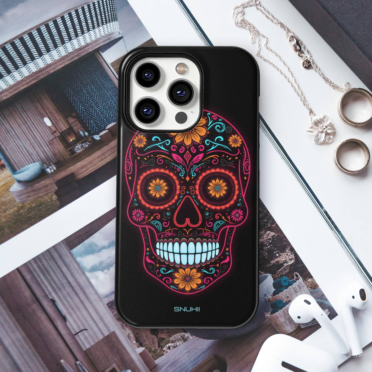 Neon Skull Tough Phone Case