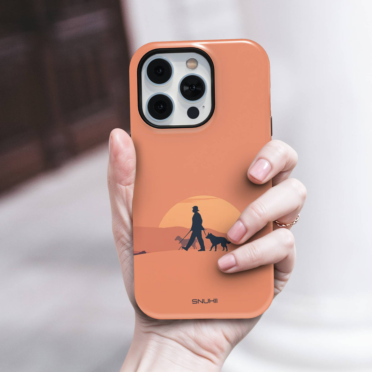 Dog Walker Sunset Tough Phone Case