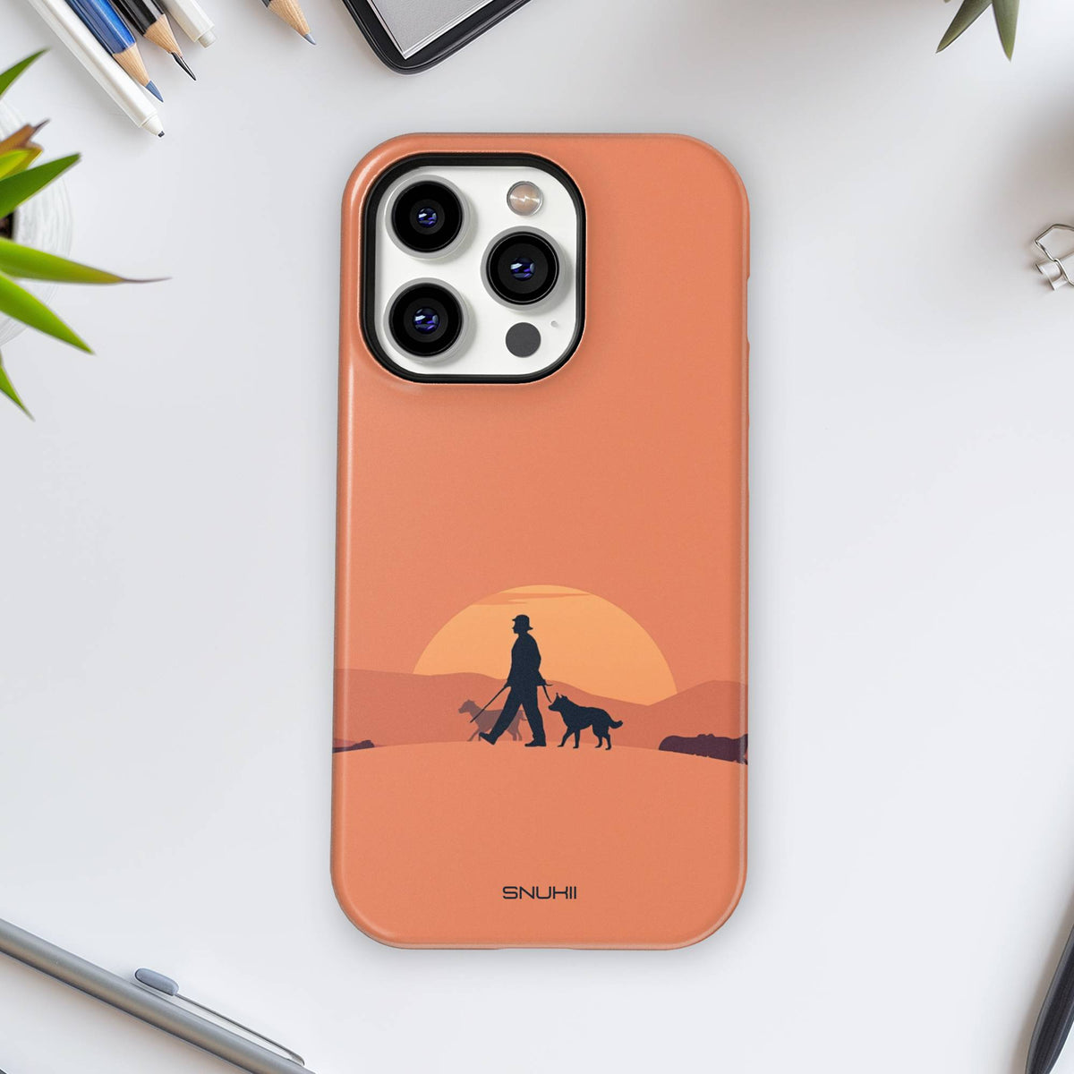 Dog Walker Sunset Tough Phone Case