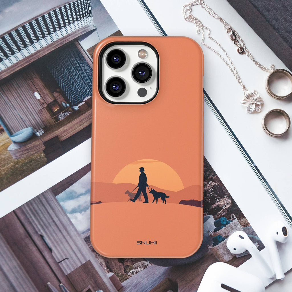 Dog Walker Sunset Tough Phone Case
