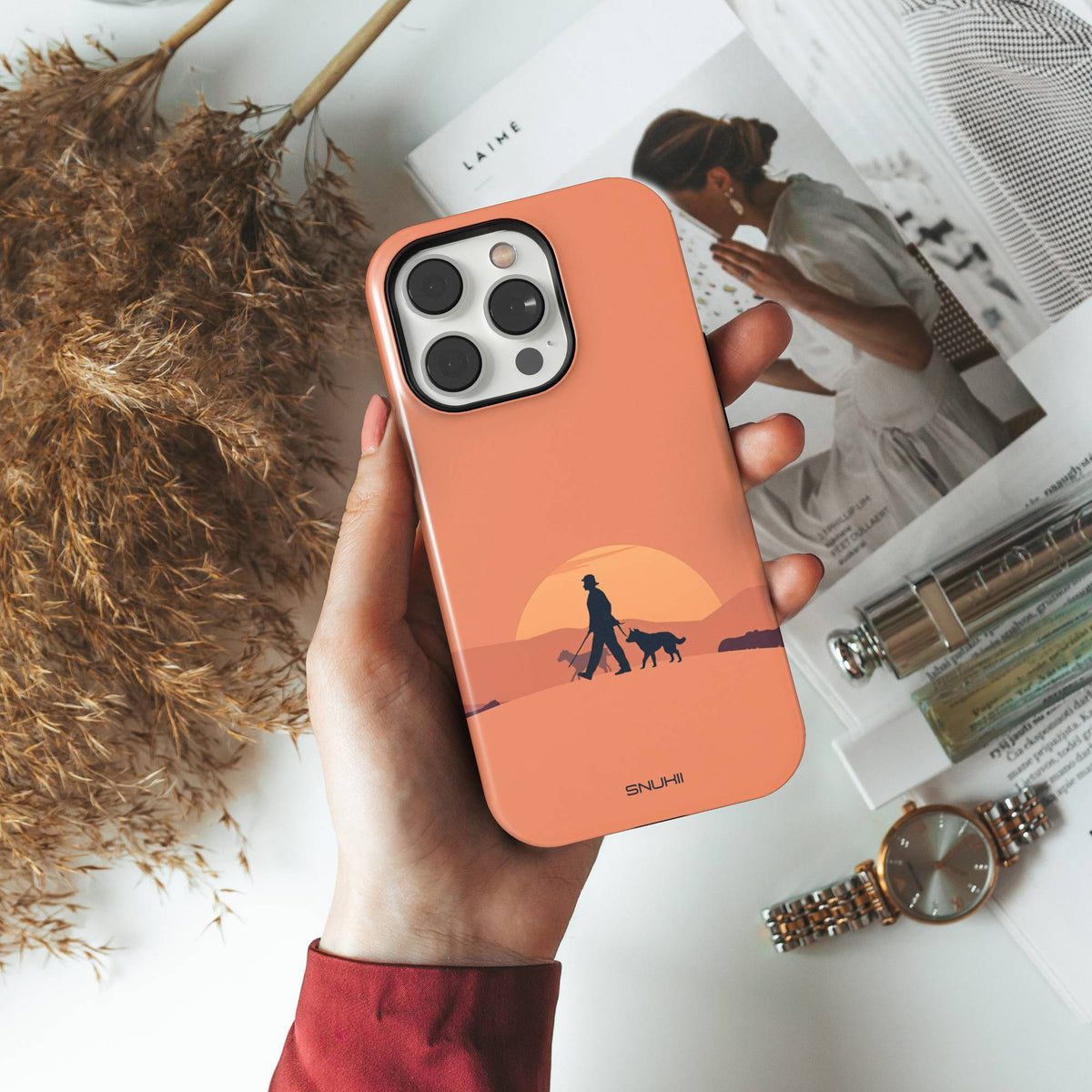 Dog Walker Sunset Tough Phone Case