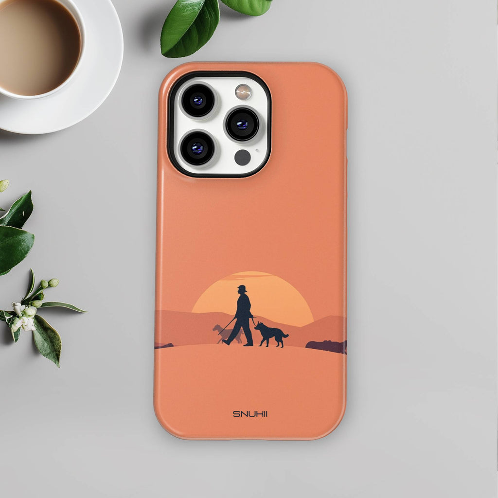 Dog Walker Sunset Tough Phone Case