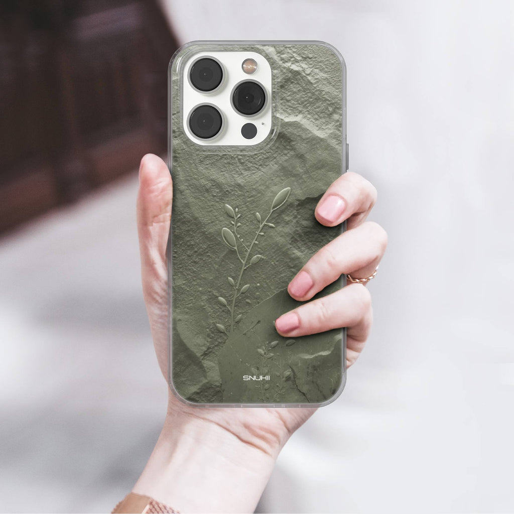 Sage Green Stone Clear Gel Phone Case