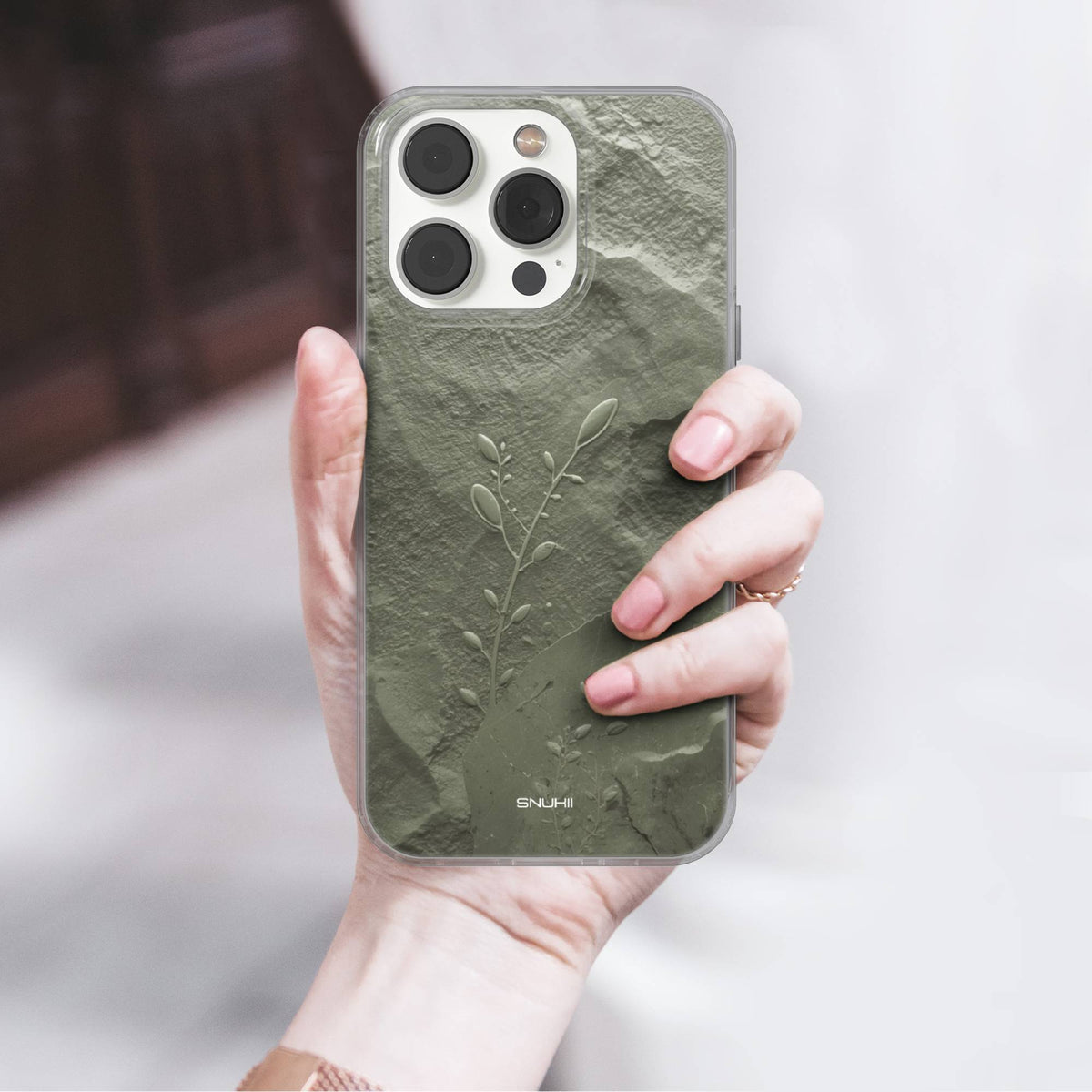 Sage Green Stone Clear Gel Phone Case