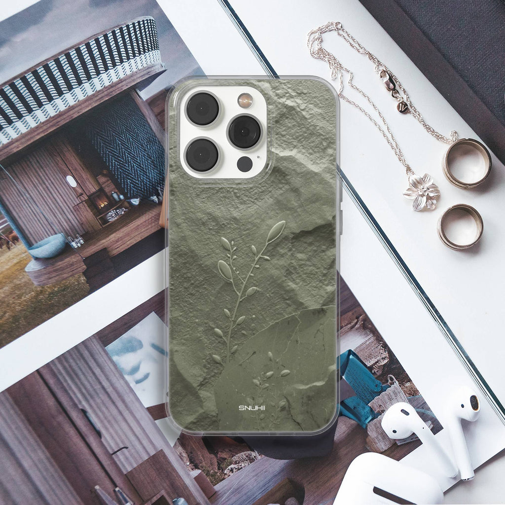 Sage Green Stone Clear Gel Phone Case