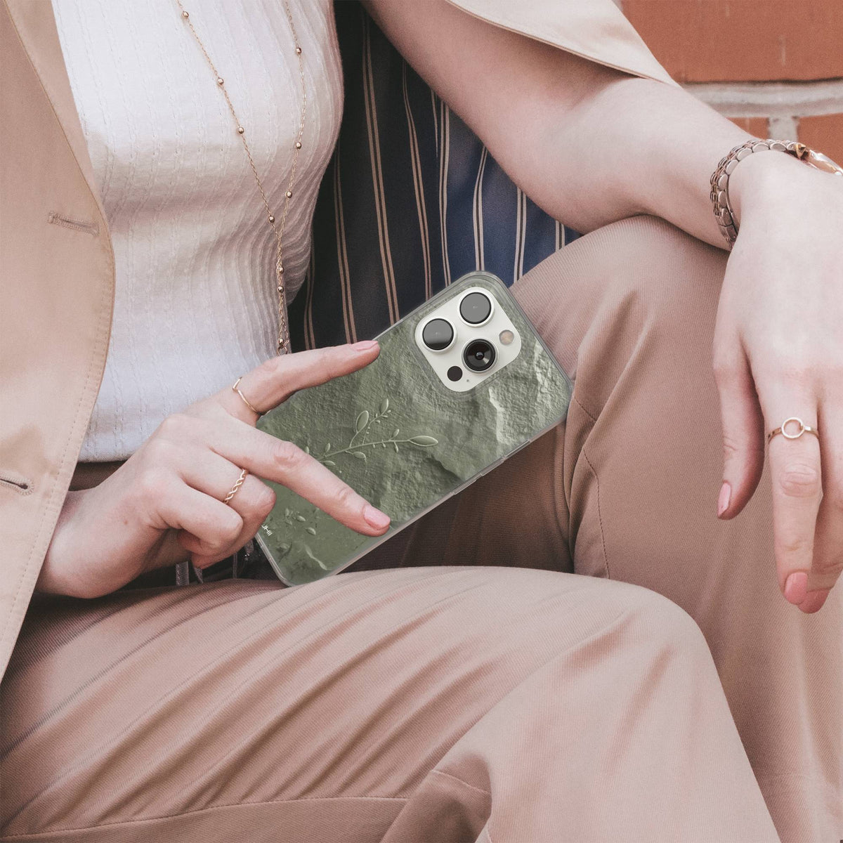Sage Green Stone Clear Gel Phone Case