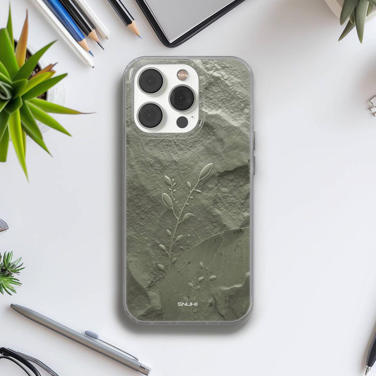 Sage Green Stone Clear Gel Phone Case