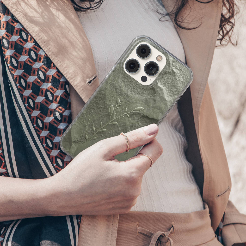 Sage Green Stone Clear Gel Phone Case