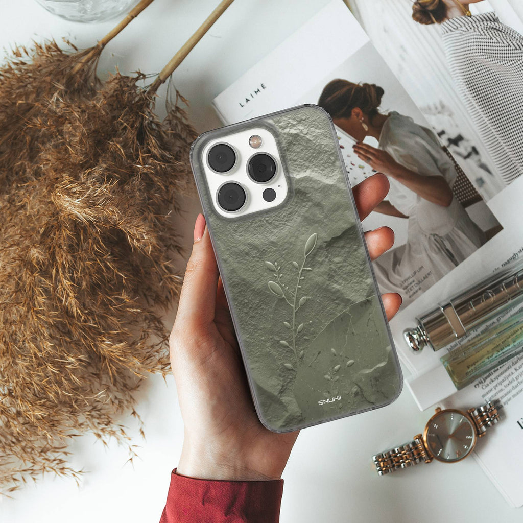 Sage Green Stone Clear Gel Phone Case