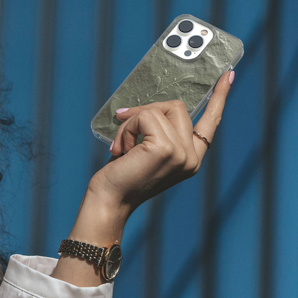 Sage Green Stone Clear Gel Phone Case