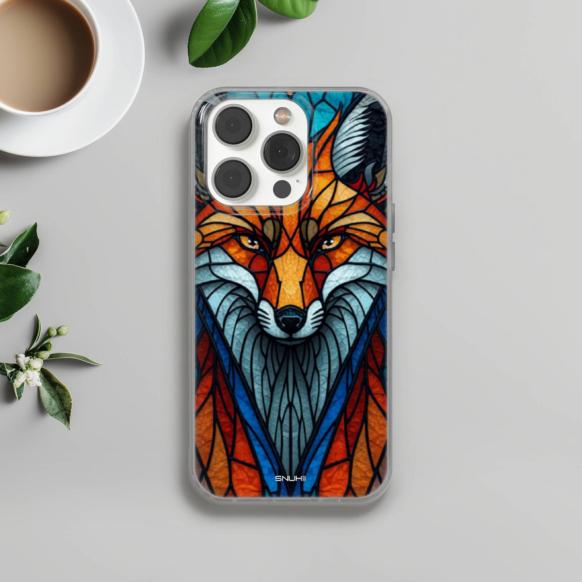Stained Glass Fox Clear Gel Phone Case