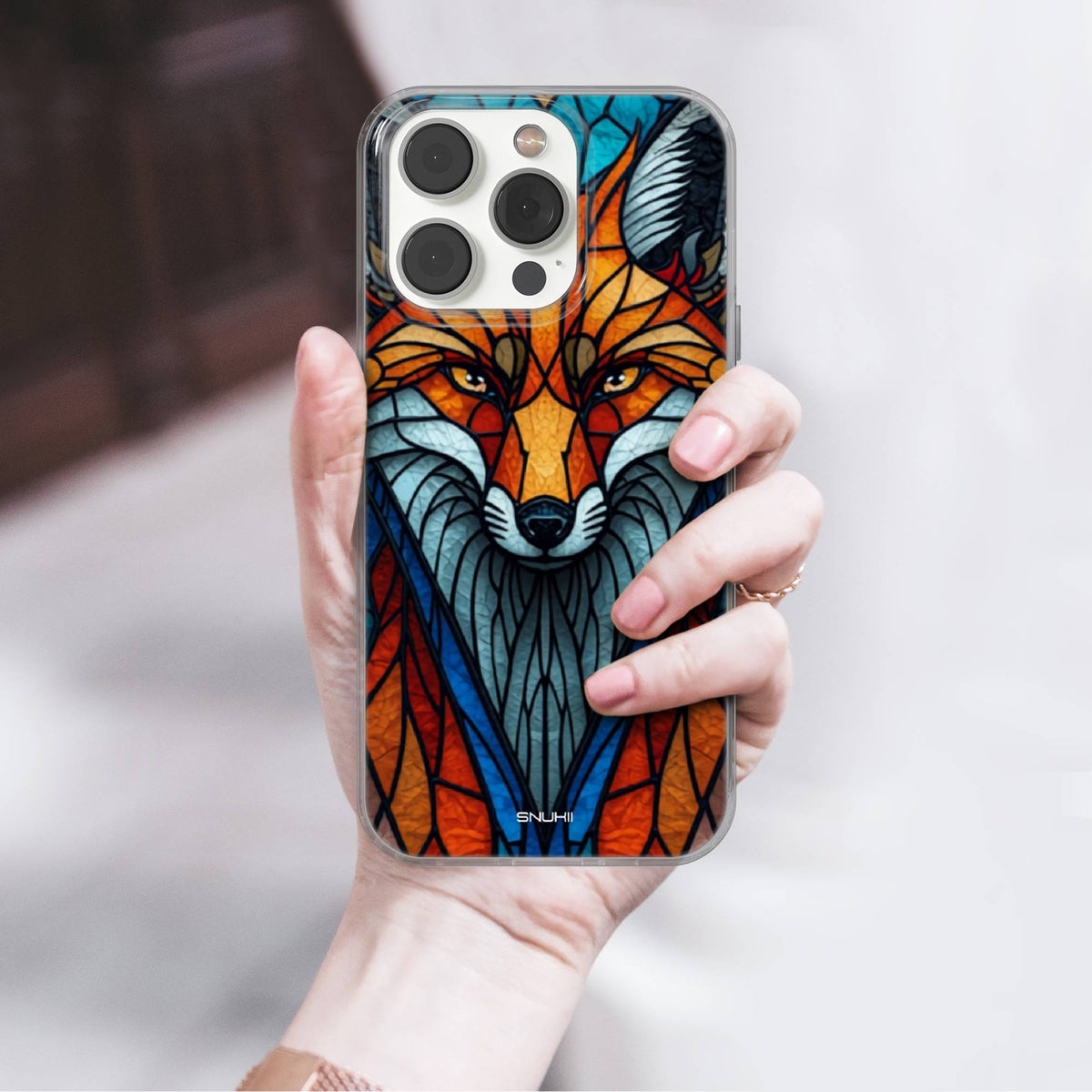Stained Glass Fox Clear Gel Phone Case