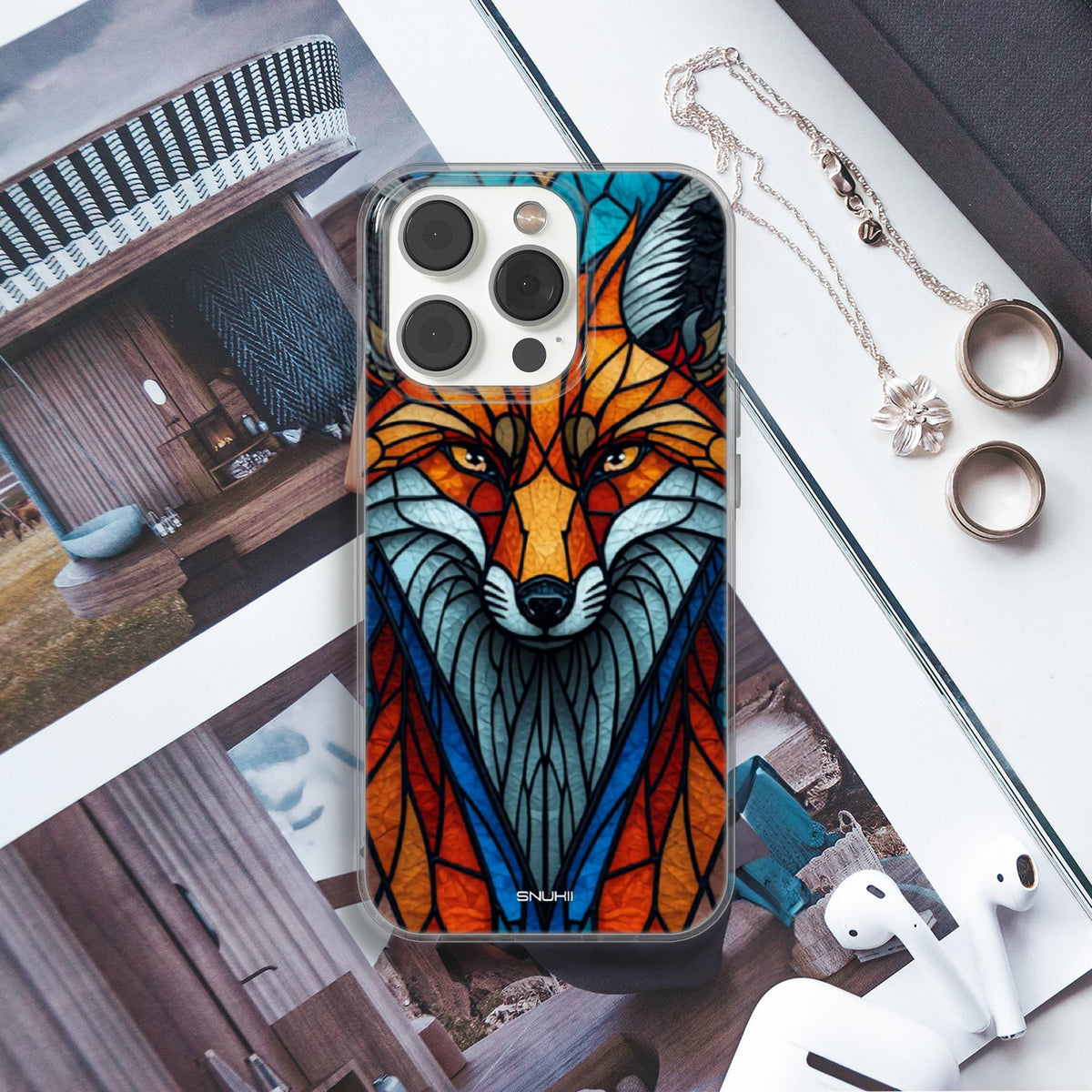 Stained Glass Fox Clear Gel Phone Case