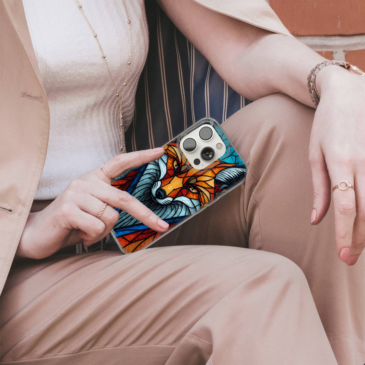 Stained Glass Fox Clear Gel Phone Case