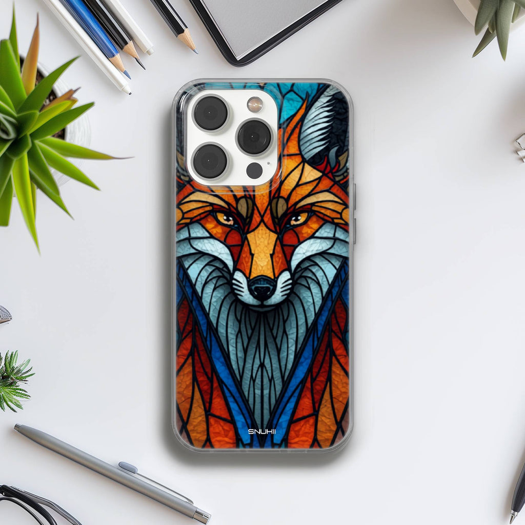 Stained Glass Fox Clear Gel Phone Case