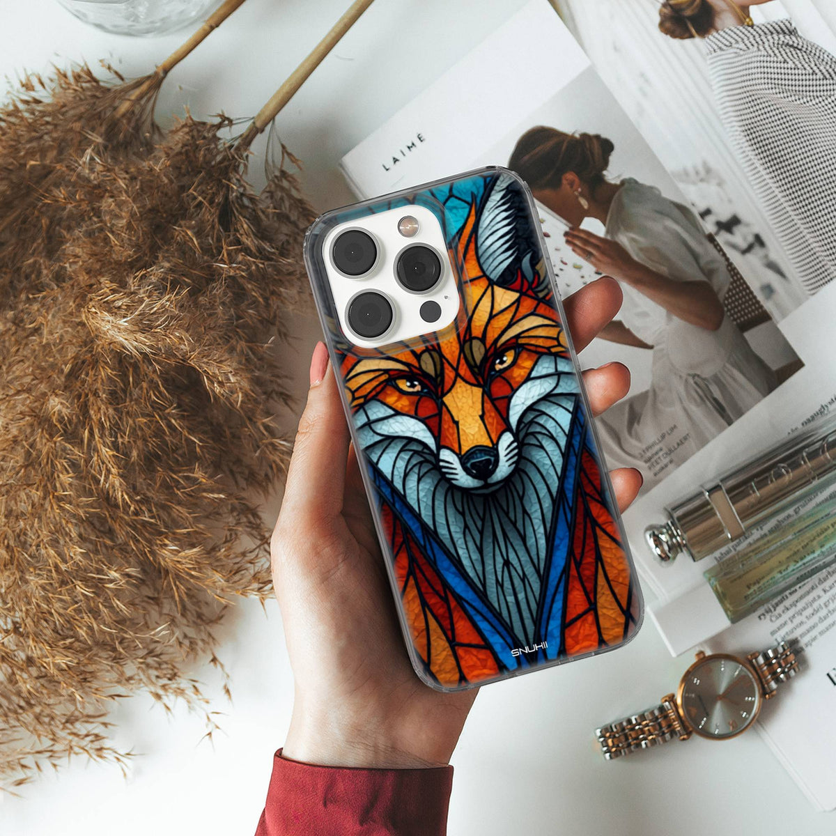 Stained Glass Fox Clear Gel Phone Case