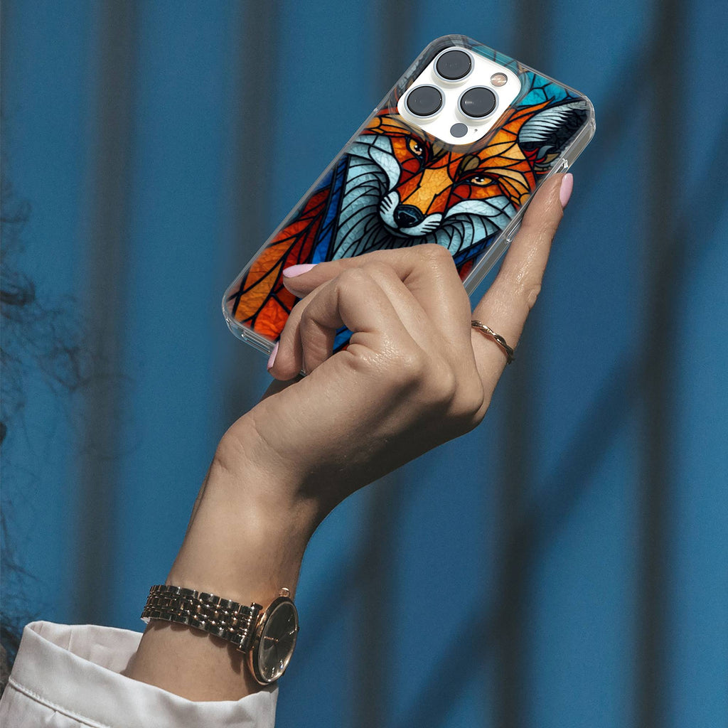 Stained Glass Fox Clear Gel Phone Case
