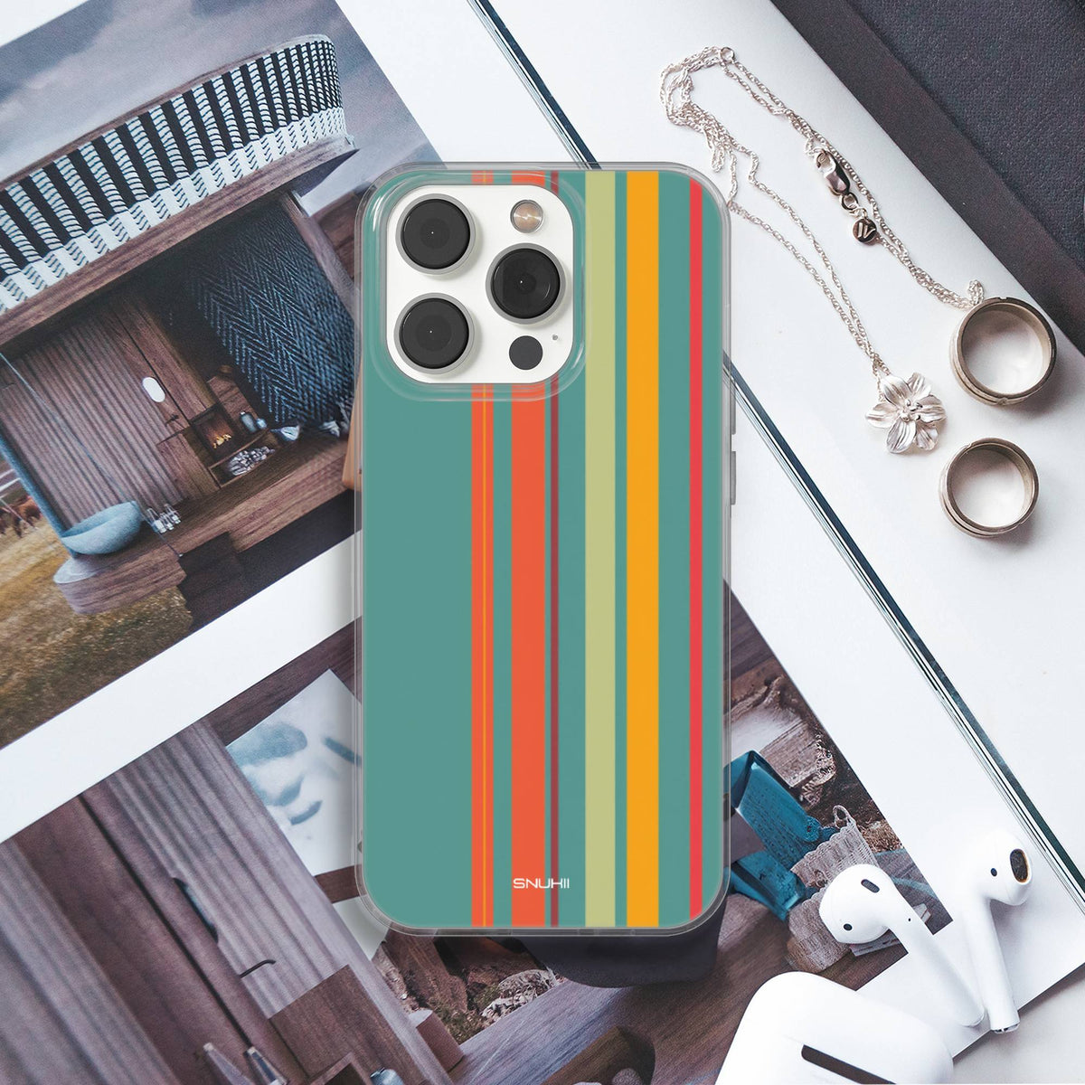 Retro Striped Clear Gel Phone Case